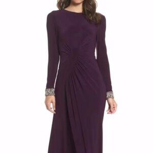 Vince Camuto Beaded Cuff Jersey Gown